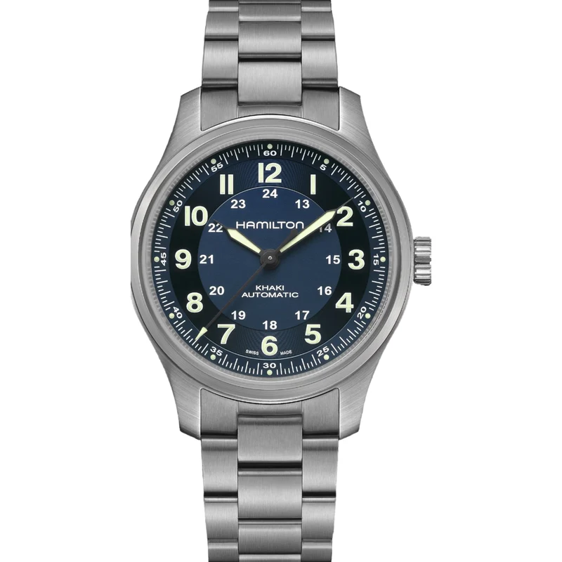 Hamilton Khaki Field 42mm Titanium Blue Dial Steel Mens Automatic Watch H70545140
