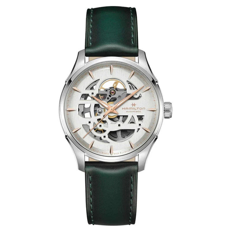 Hamilton Jazzmaster 40mm Skeleton White Dial Leather Mens Automatic Watch H42535810