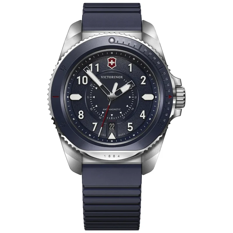 Victorinox Journey 1884 43mm Blue Dial Rubber Mens Quartz Watch 241975