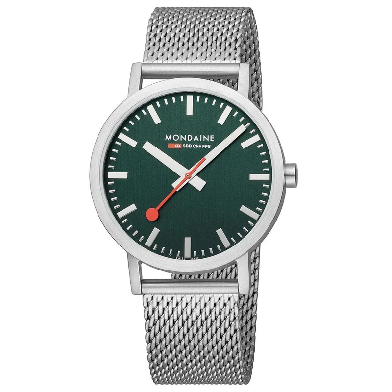 Mondaine Classic Forest Green Dial Mesh Bracelet Watch A660.30360.60SBJ