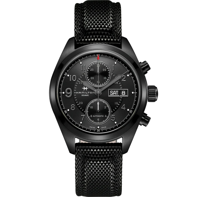 Hamilton Khaki Field 42mm 'Jack Ryan' Chronograph Black Dial Synthetic Mens Automatic Watch H71626735