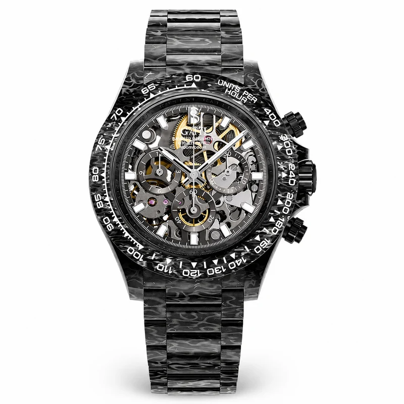 BONEST GATTI BG9014 Carbon Fibre Skeleton Automatic Chronograph Watch
