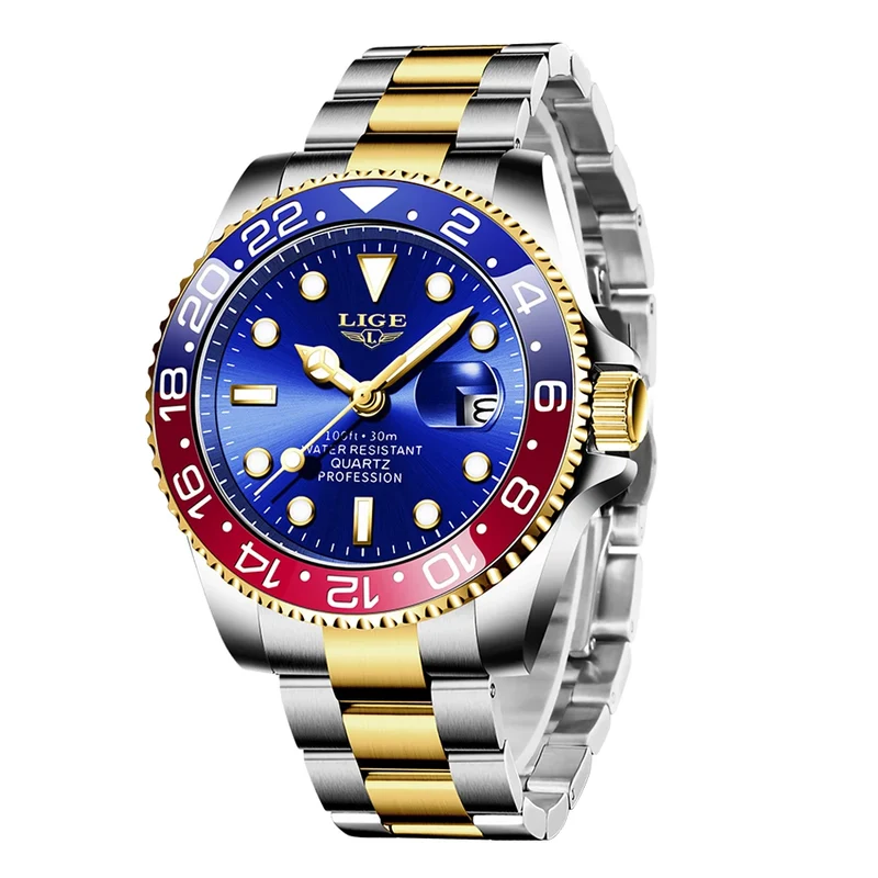 LIGE LG10051 Men's Luxury Sports Quartz Watch – Stainless Steel & Sports Strap