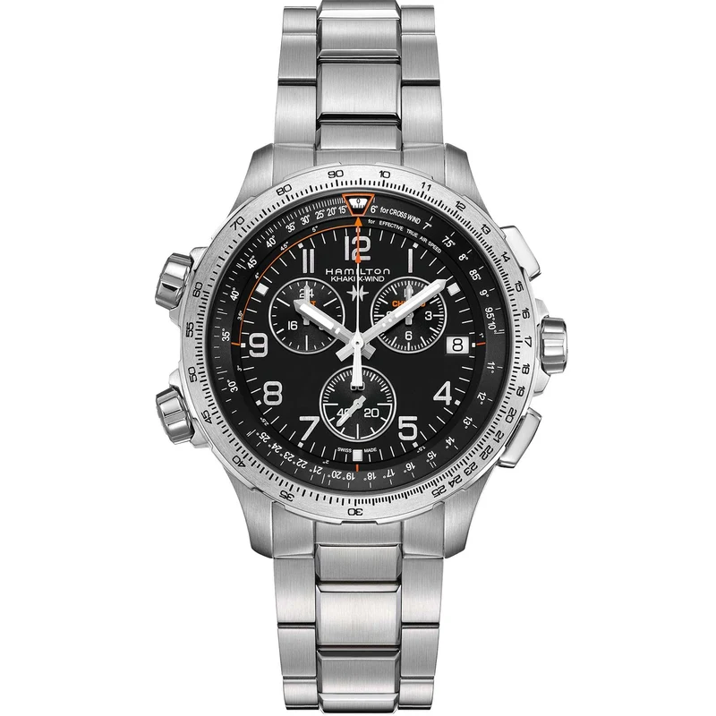 Hamilton Khaki Aviation X-Wind 46mm Chronograph Black Dial Steel Mens Quartz Watch H77912135