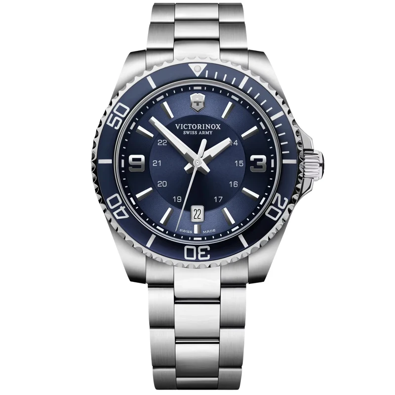 Victorinox Maverick 43mm Large Blue Dial Steel Mens Quartz Watch 242007