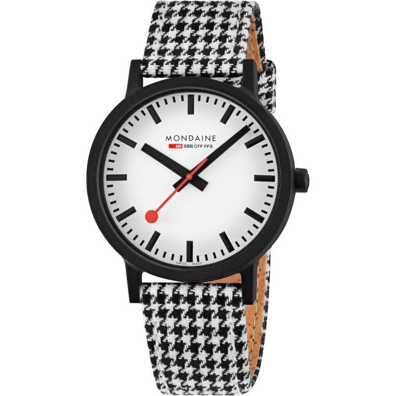 Mondaine Essence 41mm White Dial Textile Quartz Watch MS1.41110.LN