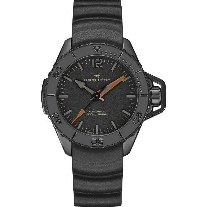 Hamilton Khaki Navy 46mm Black Dial Rubber Mens Automatic Watch H77845330