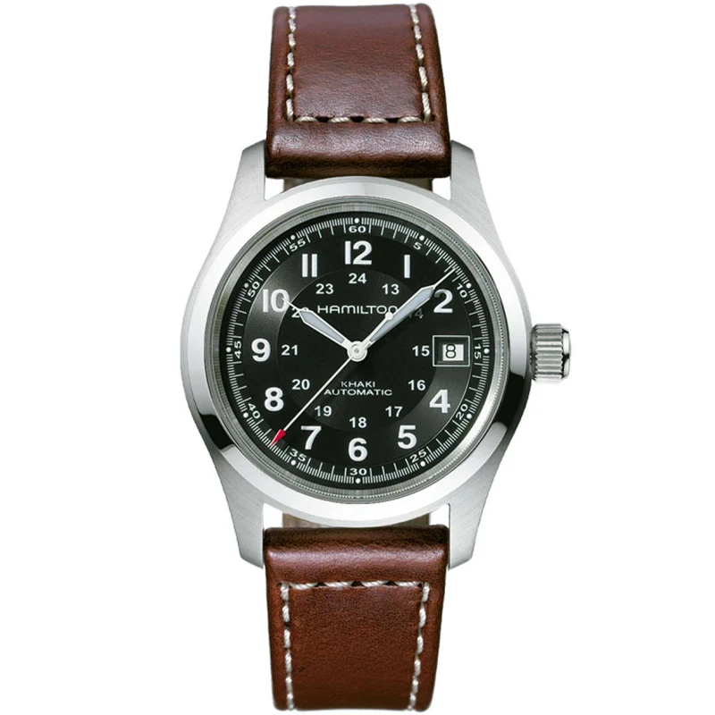 Hamilton Khaki Field 38mm Black Dial Leather Mens Automatic Watch H70455533