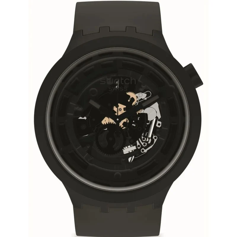 Swatch Big Bold Next Quartz Black BioCeramic Silicone Watch SB03B100