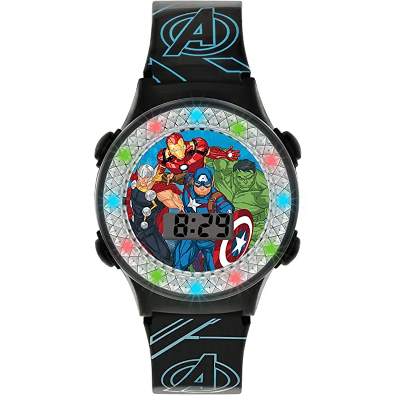 Avengers Quartz Digital Black Silicone Strap Boys Watch AVG4607