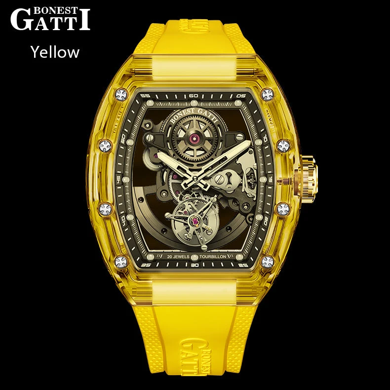 Bonest Gatti BG7001 Transparent Barrel – Skeleton Automatic K9 Sapphire Watch
