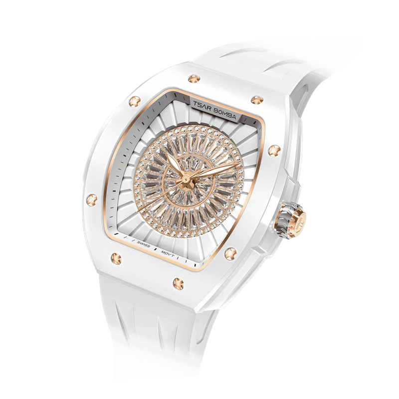 Official TSAR BOMBA Nucleus Femme 03 Ladies Ceramic Watch – Swiss Quartz TB8220L