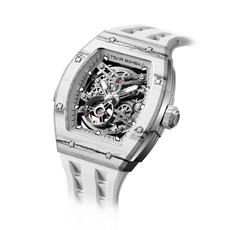 Official TSAR BOMBA Elemental-Carbon Fibre Automatic Skeleton Watch — TB8228CF