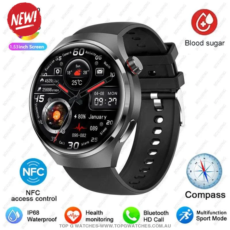 Pro GT4 AMOLED Smartwatch with Heart Rate, SpO₂, NFC Tag Scan & Fitness Tracking