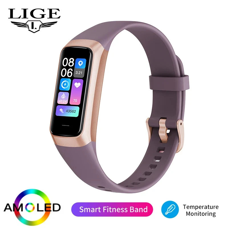 LIGE BW0459 Slim AMOLED Fitness Tracker Smartwatch – Heart Rate, SpO₂ & Temperature