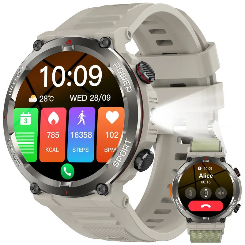 Blackview W50 Pro Rugged Smartwatch – LED Flashlight & Bluetooth Calling