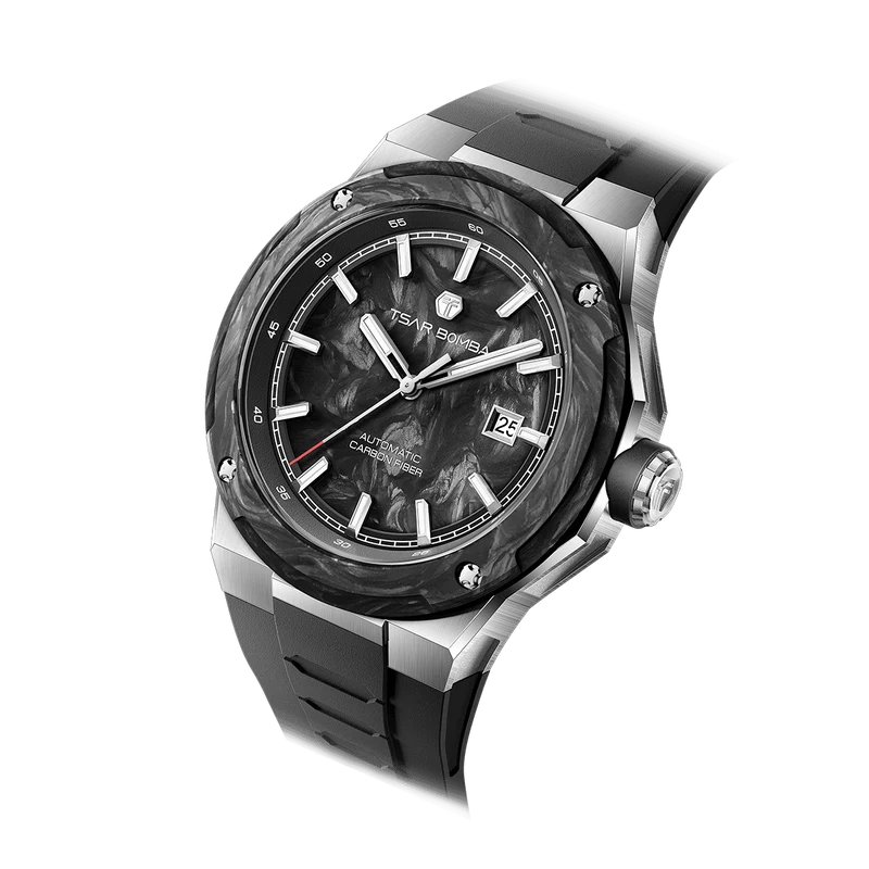 Official TSAR BOMBA Electron Carbon-X II TB8230 Automatic Watch | Carbon Fibre Sports Watch