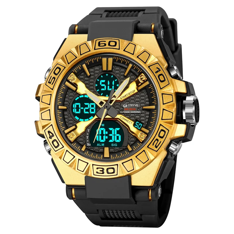 STRYVE S8026 Slim Digital Analog Sports – Waterproof Dual Display Watch