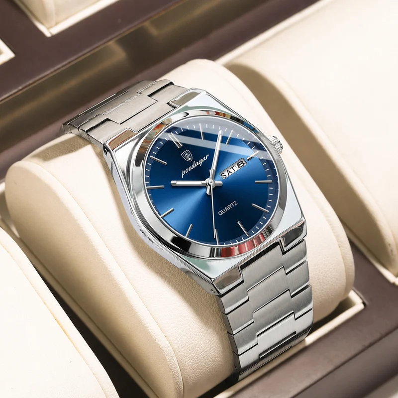 Poedagar 930 Slim Stainless Steel Dress Watch – Integrated Bracelet (Quartz)