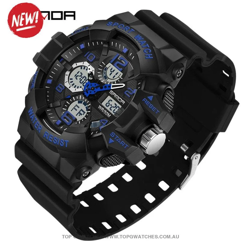 SANDA 739 Military Dual-Display Sports G-Style Watch – 50M Waterproof