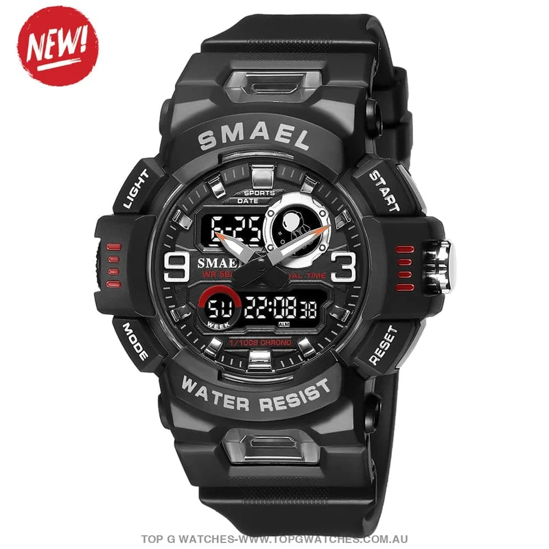 SMAEL Dual Display Sports Watch – Shockproof, Waterproof & Tactical Style SM8063