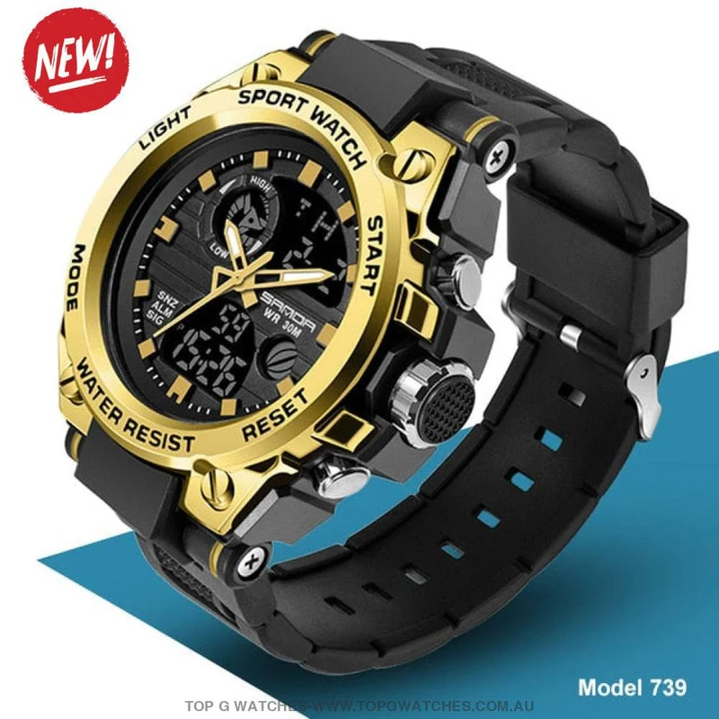 SANDA G-Sports Military Concept Watch – Dual Display 5ATM Waterproof Sport 739/6024 Watch