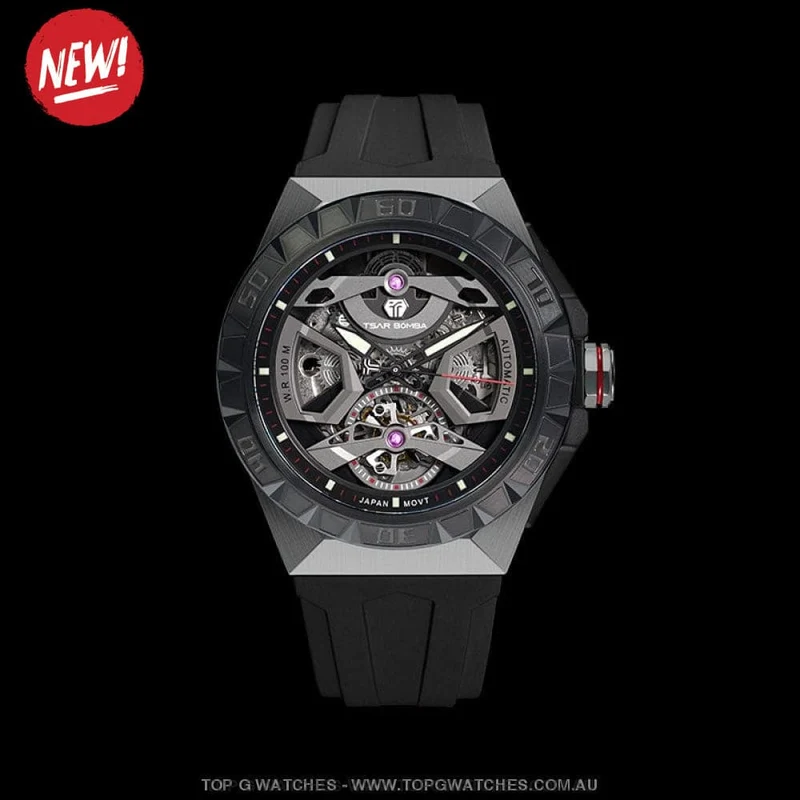 Official TSAR BOMBA Automatic Skeleton Mechanical Divers Watch – TB8804A