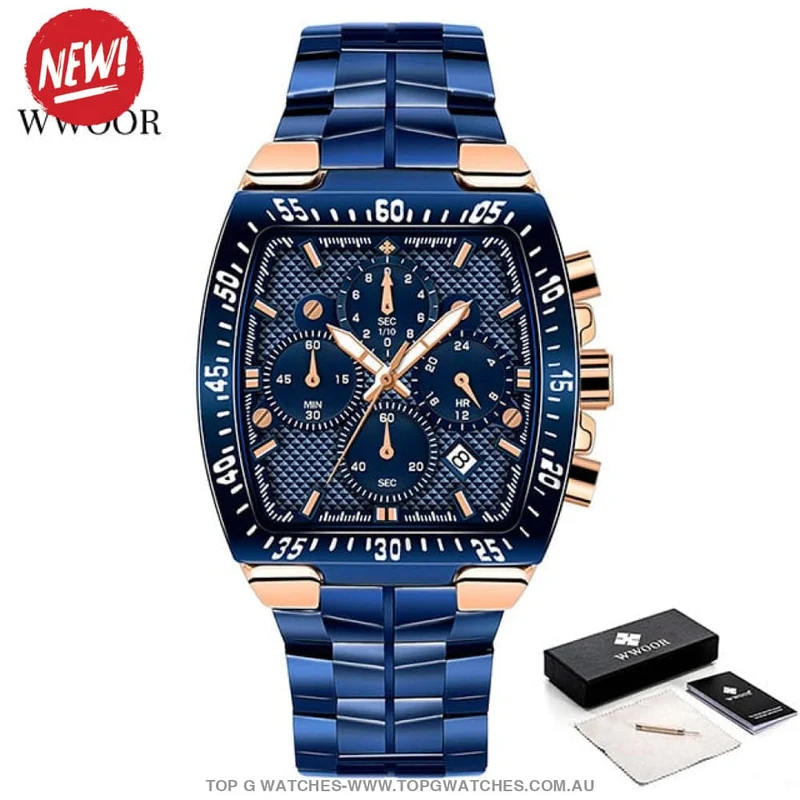 Tonneau Luxury Square Dial Chronograph Watch – WWOOR Sport Series