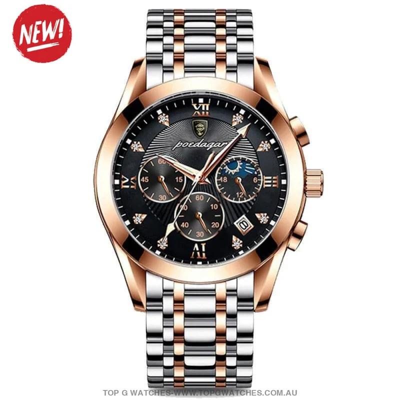 Luxury Chronograph Men’s Watch – Stainless Steel Quartz | POEDAGAR 816/820