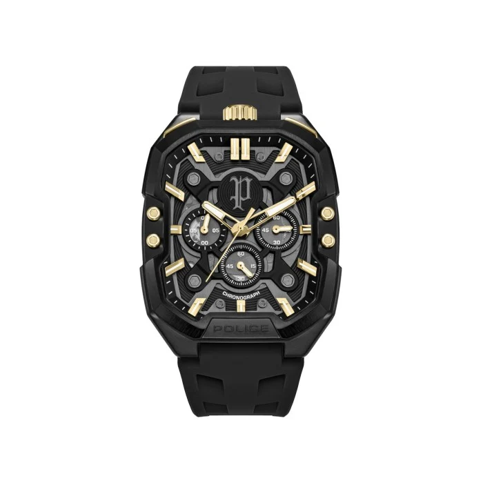 Reloj Police Bullhead Negro y Dorado Multifunción Hombre PEWGO0092204