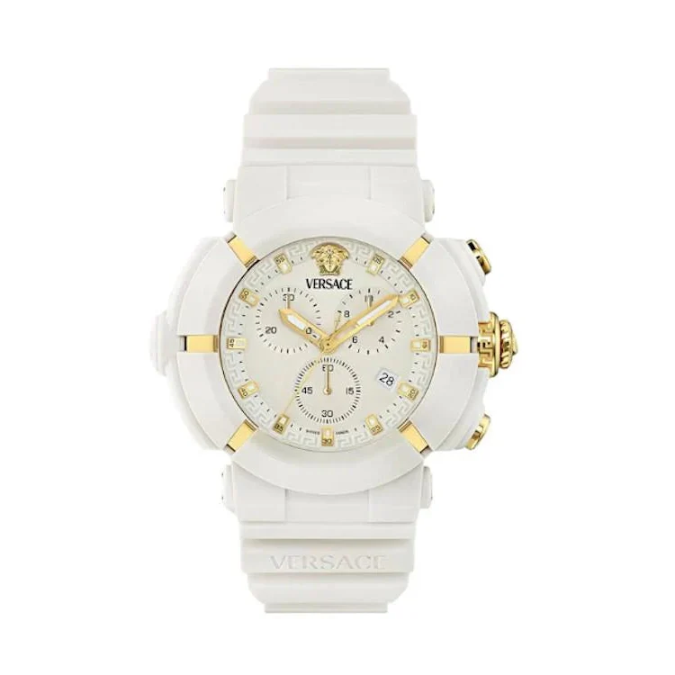 Reloj Versace unisex Real active chrono VE0L00525 B2 de caucho y correa blanca