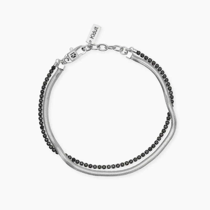 Pulsera Kidult con cadena snake y tenis de cristales 831100
