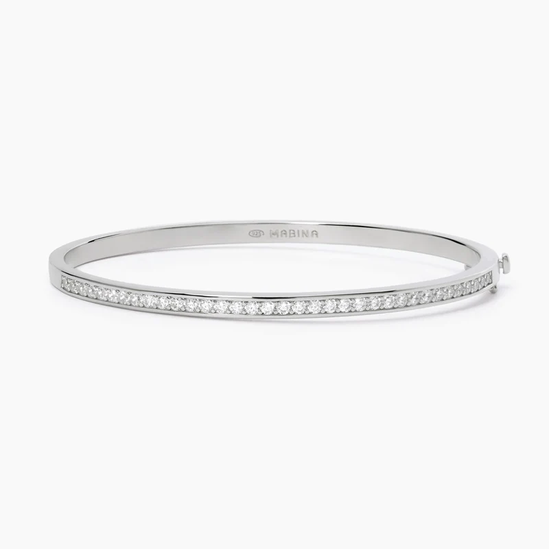 Pulsera brazalete Mabina de plata con piedras SEÑORA B 533642