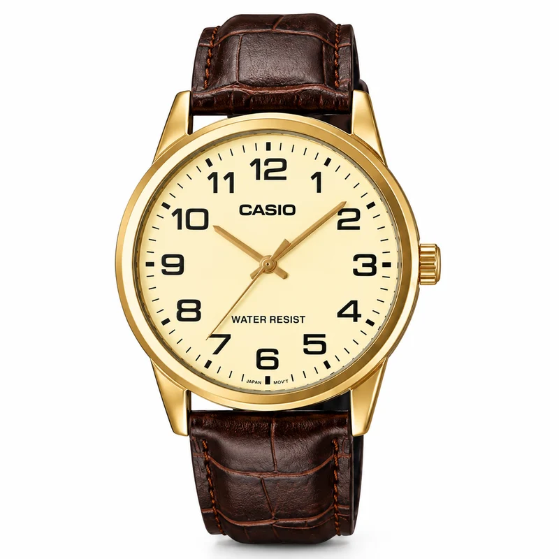 Reloj Casio Clásico Dorado MTP-V001GL-9BUDF - Correa de Cuero