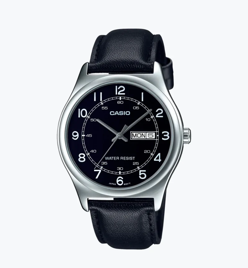 Casio Reloj Clásico con Correa de Cuero - MTP-V006L-1B2UDF