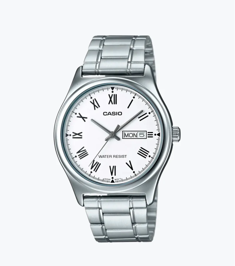 Casio Reloj Clásico de Acero con Día y Fecha - MTP-V006D-7BUDF