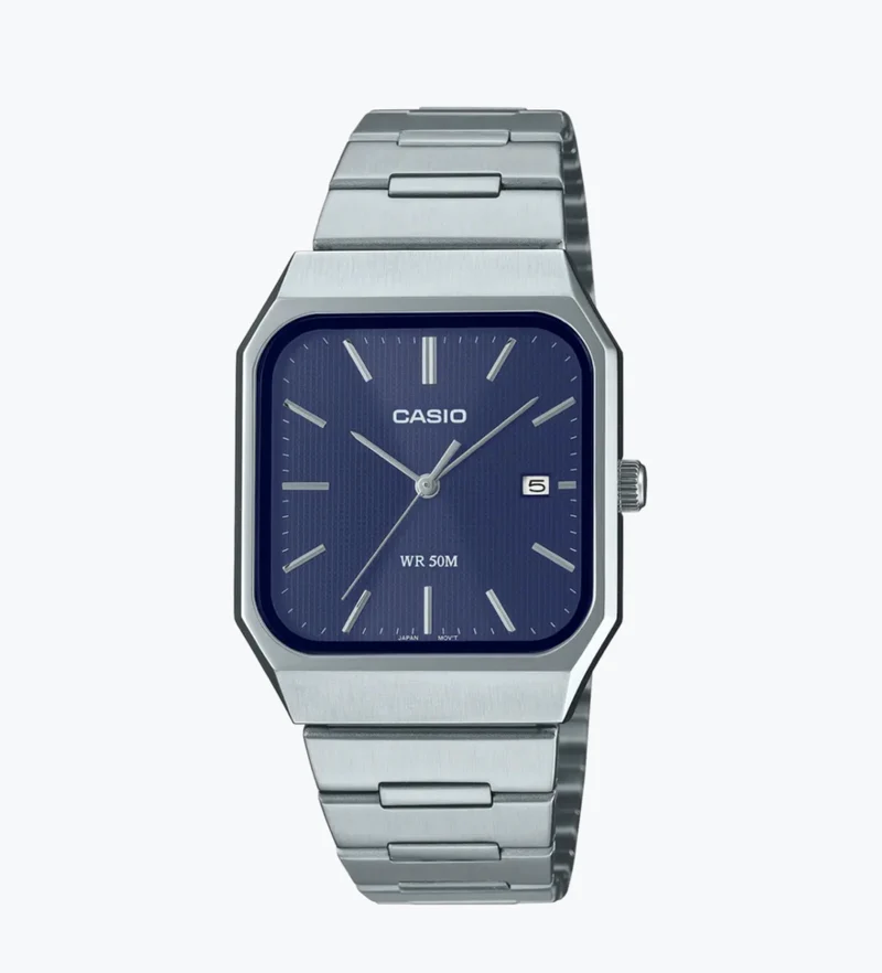 Casio Reloj Clásico de Acero con Esfera Azul — MTP-B185D-2A1VDF