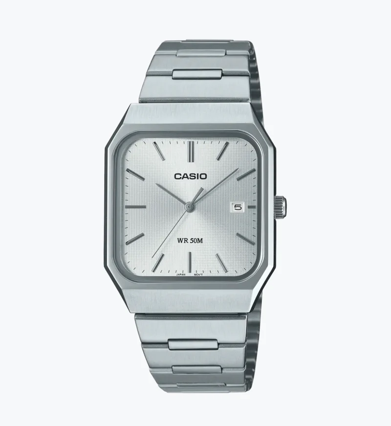 Casio Reloj Clásico de Acero de Diseño Cuadrado - MTP-B185D-7AVDF