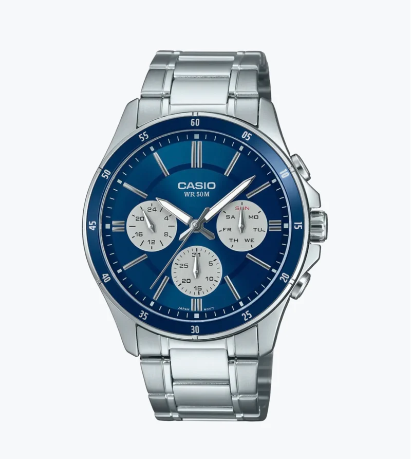 Casio Reloj Deportivo Clásico con Triple Esfera - MTP-1374D-2A3VDF
