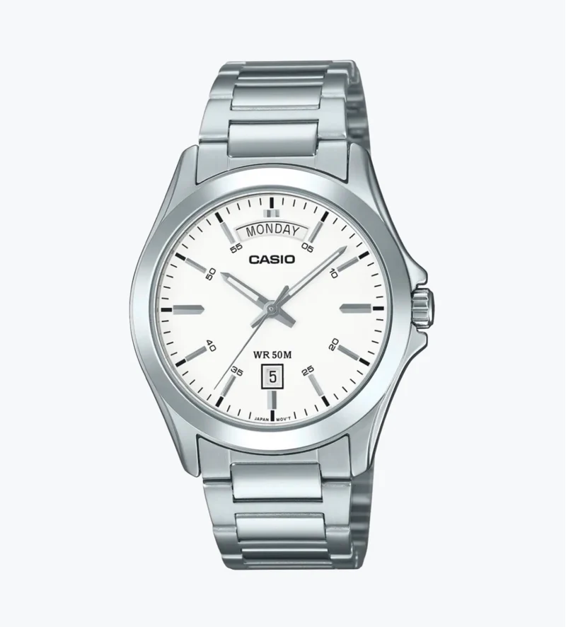 Casio Reloj Clásico de Acero con Día y Fecha - MTP-1370D-7A3VDF