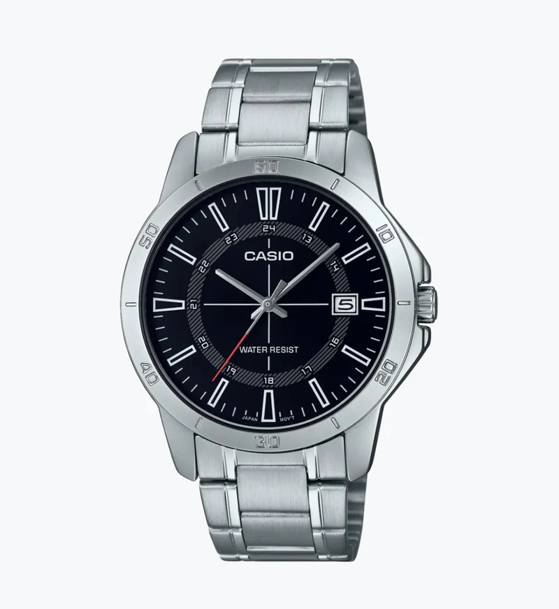Casio Reloj Clásico de Acero con Esfera Negra - MTP-V004D-1C