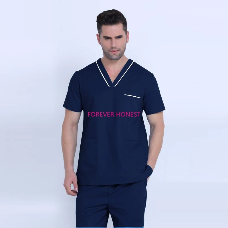 Plug Size Medical Suit for Men Short Sleeve Nursing Scrubs Cotton Veterinary Workwear Doctor Coveralls Surgical Pants Dentistry
