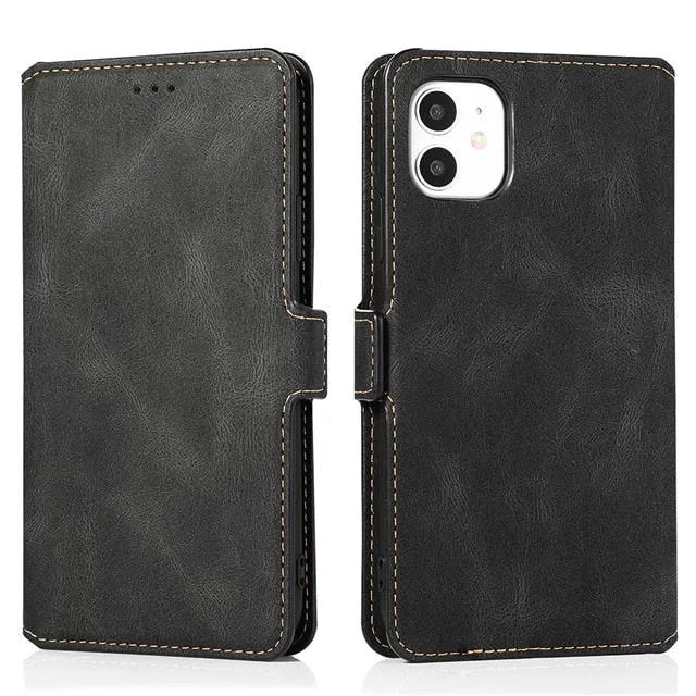 Leather Flip Wallet Case For iPhone 14 13 12 Mini 11 Pro XS MAX X XR 8 7 6s 6 Plus 5 5s SE 2020 2022 Card Stand Slot Phone Cover