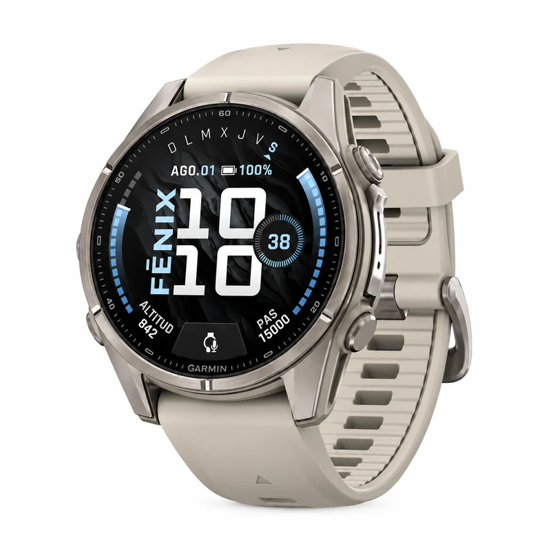 Relo Garmin Fēnix® 9 43mm Titanio correa de silicona blanco 010-04761-01