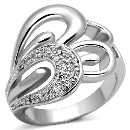 3W325 - Anillo de latón rodio con circonita de grado AAA en transparente