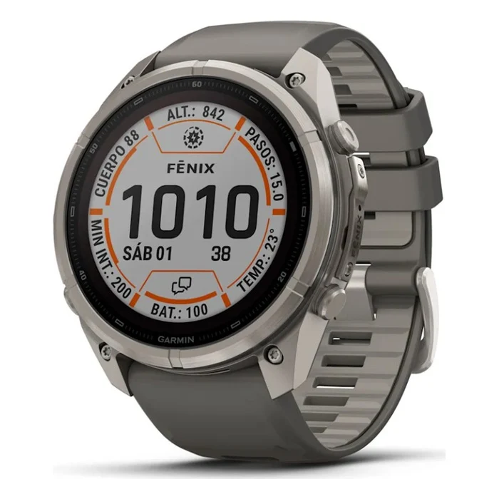 Reloj Garmin Fēnix® 9 Pro inReach® Solar 51mm Titanio correa gris 010-04339-01