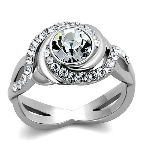 Anillos de cristal sintético de acero inoxidable para mujer