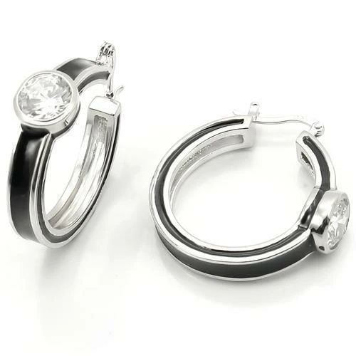 LOS173 - Aretes de Plata de Ley 925 Rodiada con CZ de Grado AAA