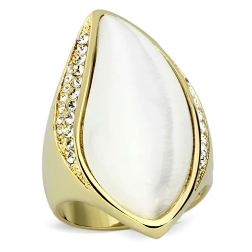 Anillo de latón dorado (chapado de iones) con ojo de gato sintético