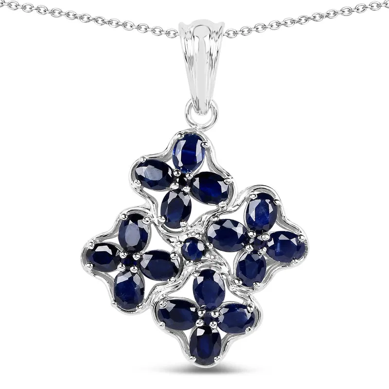 Colgante Carat Genuine Blue Sapphire .925 Sterling Silver Pendant